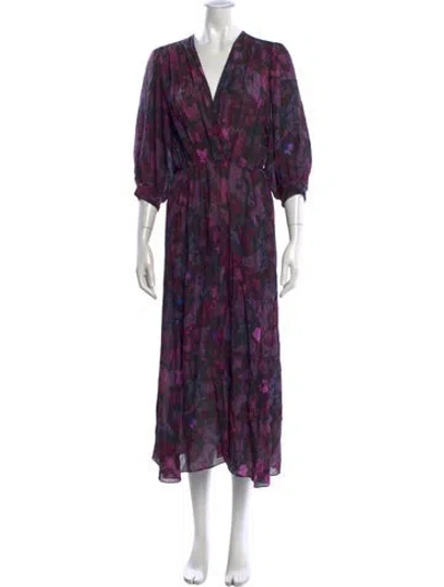 Pre-owned Iro Floral Print Midi Length Dress In Purple