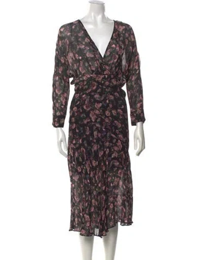 Pre-owned Iro Floral Print Midi Length Dress In Purple