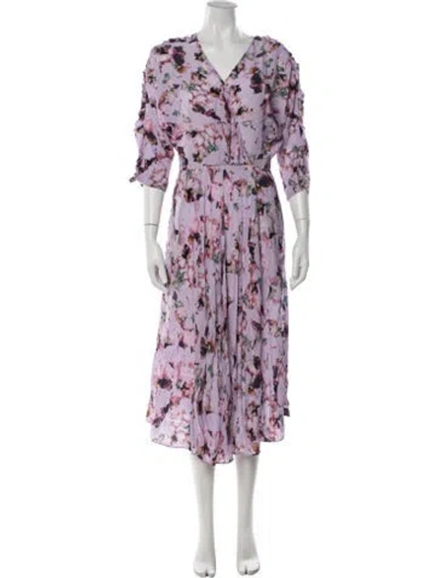 Pre-owned Iro Floral Print Midi Length Dress In Purple
