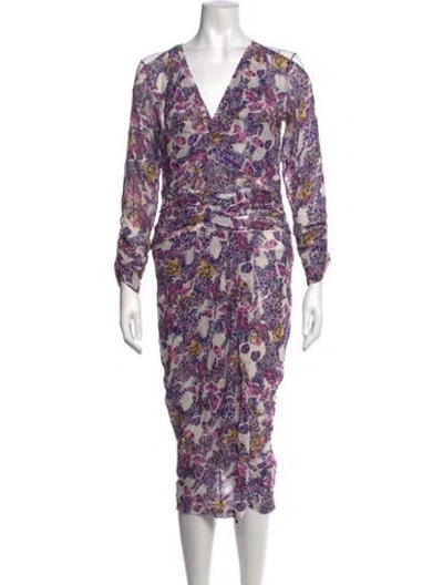 Pre-owned Iro Floral Print Midi Length Dress In Purple