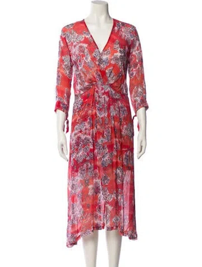 Pre-owned Iro Floral Print Midi Length Dress In Red