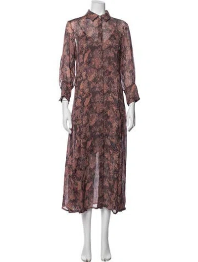 Pre-owned Iro Floral Print Midi Length Dress In Red