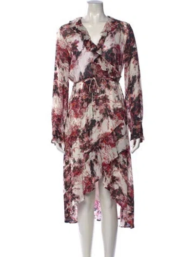 Pre-owned Iro Floral Print Midi Length Dress In Red