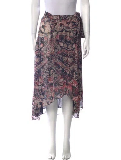 Pre-owned Iro Floral Print Midi Length Skirt In Black