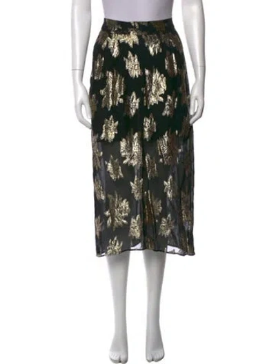 Pre-owned Iro Floral Print Midi Length Skirt In Black