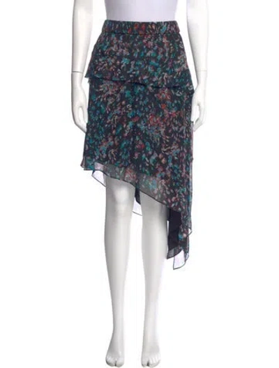 Pre-owned Iro Floral Print Midi Length Skirt In Black