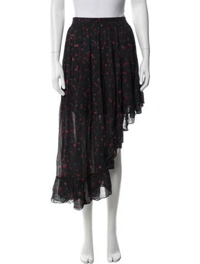 Pre-owned Iro Floral Print Midi Length Skirt In Black