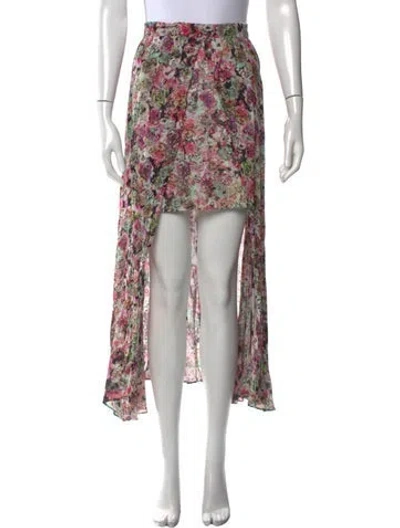 Pre-owned Iro Floral Print Midi Length Skirt In Pink