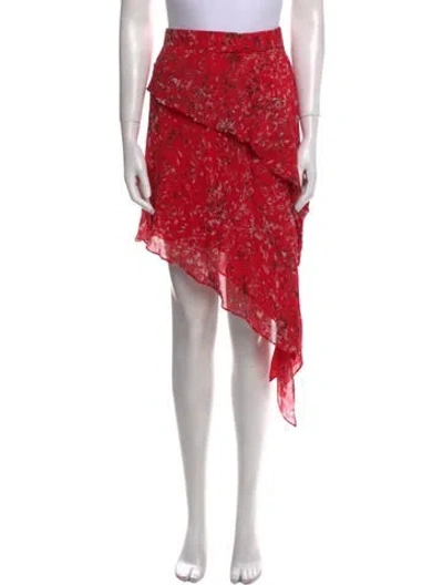 Pre-owned Iro Floral Print Midi Length Skirt In Red