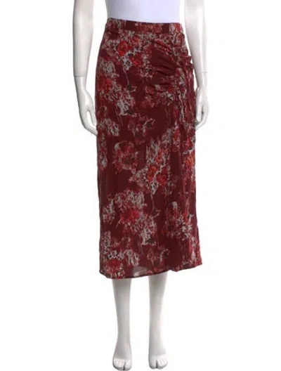 Pre-owned Iro Floral Print Midi Length Skirt In Red