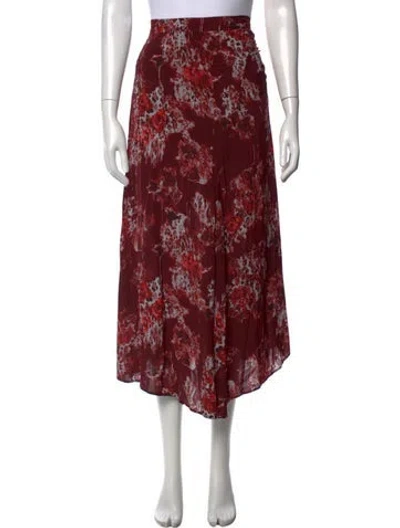 Pre-owned Iro Floral Print Midi Length Skirt In Red