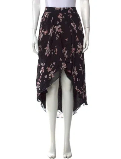 Pre-owned Iro Floral Print Midi Length Skirt W/ Tags In Black