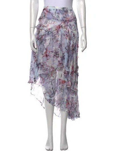 Pre-owned Iro Floral Print Midi Length Skirt W/ Tags In Blue