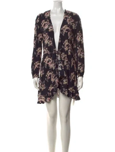 Pre-owned Iro Floral Print Mini Dress In Black