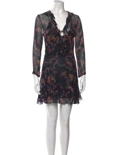 Pre-owned Iro Floral Print Mini Dress In Black