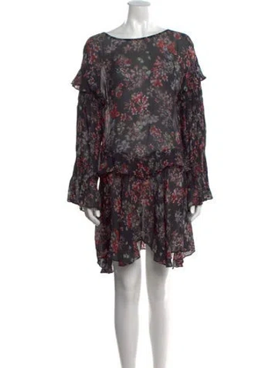 Pre-owned Iro Floral Print Mini Dress In Black