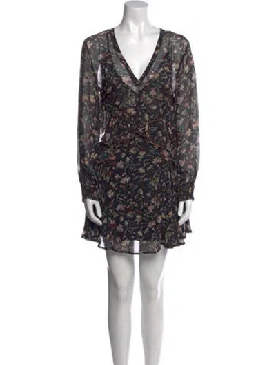 Pre-owned Iro Floral Print Mini Dress In Black