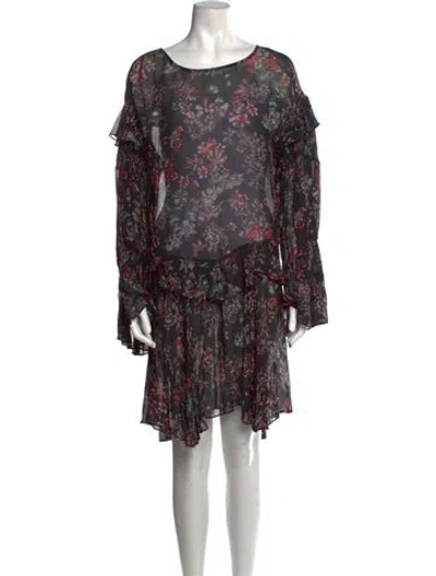 Pre-owned Iro Floral Print Mini Dress In Black