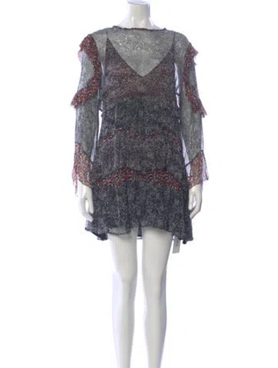 Pre-owned Iro Floral Print Mini Dress In Black