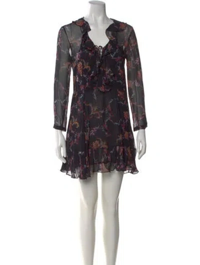 Pre-owned Iro Floral Print Mini Dress In Black