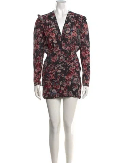 Pre-owned Iro Floral Print Mini Dress In Black