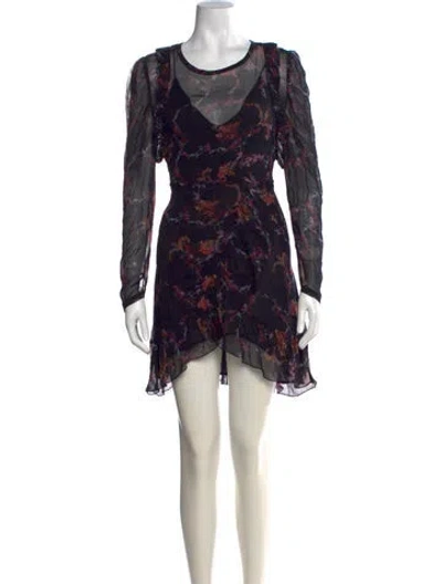 Pre-owned Iro Floral Print Mini Dress In Black