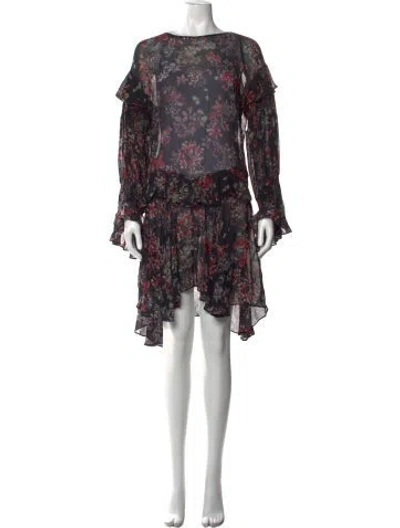 Pre-owned Iro Floral Print Mini Dress In Black