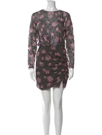 Pre-owned Iro Floral Print Mini Dress In Gray