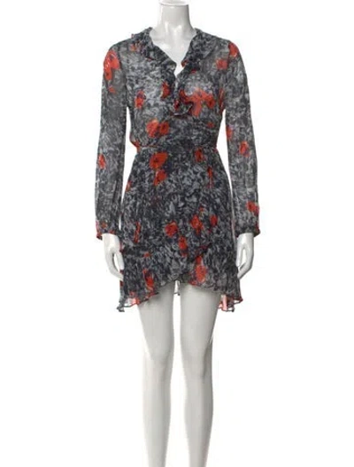 Pre-owned Iro Floral Print Mini Dress In Gray
