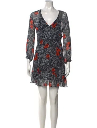 Pre-owned Iro Floral Print Mini Dress In Gray