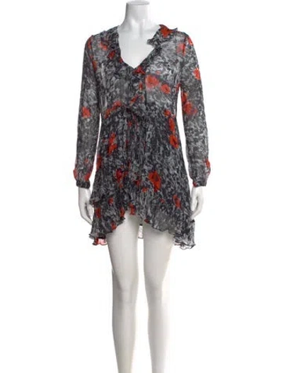 Pre-owned Iro Floral Print Mini Dress In Gray