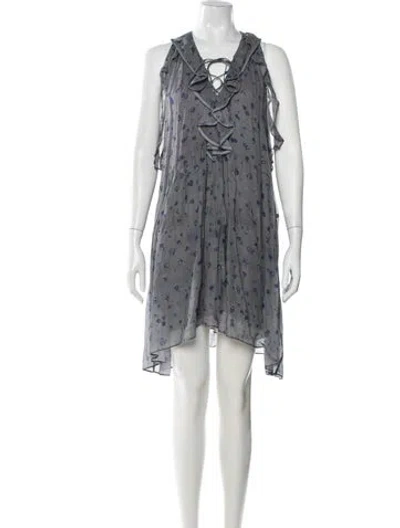 Pre-owned Iro Floral Print Mini Dress In Gray