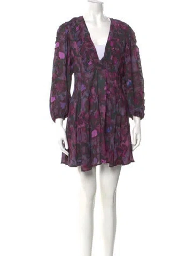 Pre-owned Iro Floral Print Mini Dress In Purple