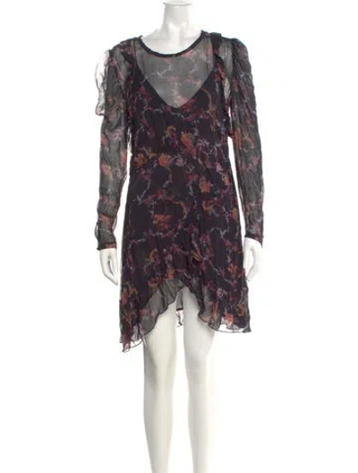 Pre-owned Iro Floral Print Mini Dress In Purple