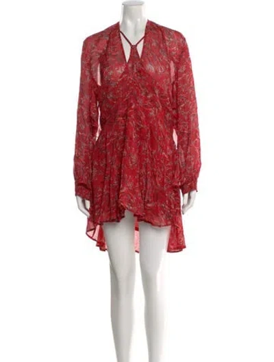 Pre-owned Iro Floral Print Mini Dress In Red