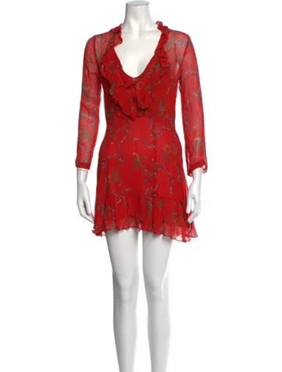 Pre-owned Iro Floral Print Mini Dress In Red