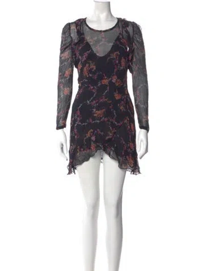 Pre-owned Iro Floral Print Mini Dress W/ Tags In Black