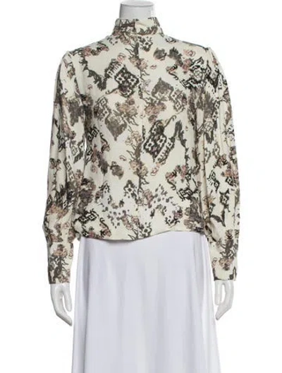 Pre-owned Iro Floral Print Mock Neck Blouse In Neutral