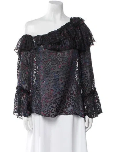 Pre-owned Iro Floral Print One-shoulder Blouse In Blue