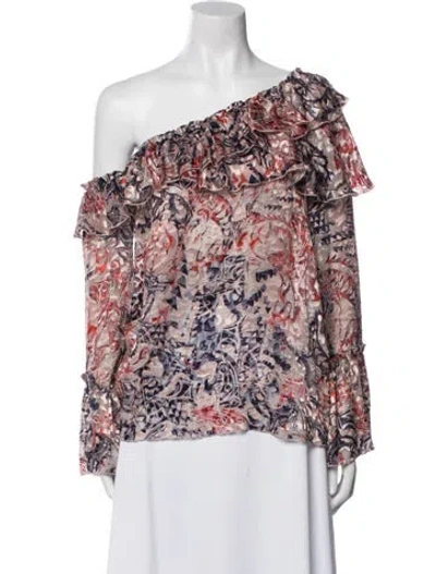 Pre-owned Iro Floral Print One-shoulder Blouse In Neutral