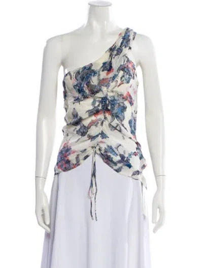 Pre-owned Iro Floral Print One-shoulder Top In White