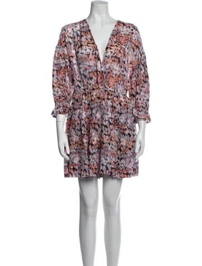 Pre-owned Iro Floral Print Plunge Neckline Romper In Multicolor