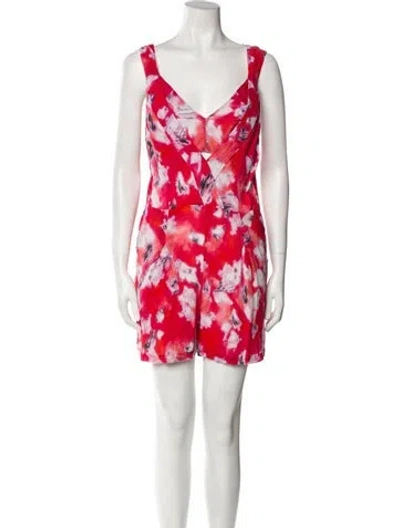 Pre-owned Iro Floral Print Plunge Neckline Romper In Red