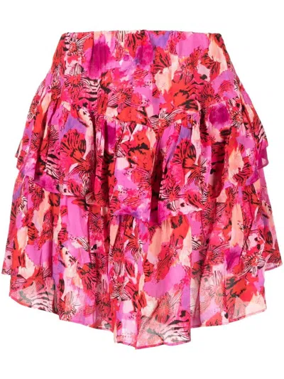 Iro Floral-print Ruffled Skirt In Rosa