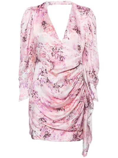 Iro Floral Print Silk Short Dress In Pink