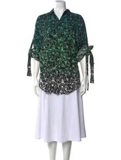 Pre-owned Iro Floral Print Three-quarter Sleeve Blouse In Green