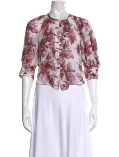 Pre-owned Iro Floral Print Three-quarter Sleeve Blouse In Red
