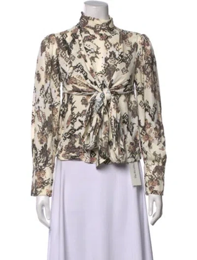 Pre-owned Iro Floral Print Tie Neck Blouse In Neutrals