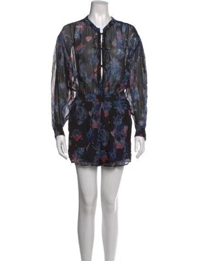 Pre-owned Iro Floral Print Tie Neck Jumpsuit In Black