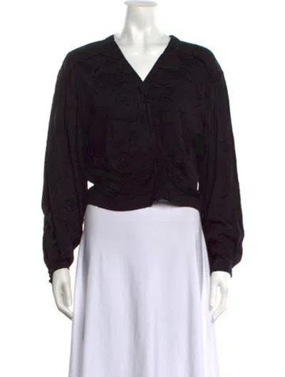 Pre-owned Iro Floral Print V-neck Blouse In Black